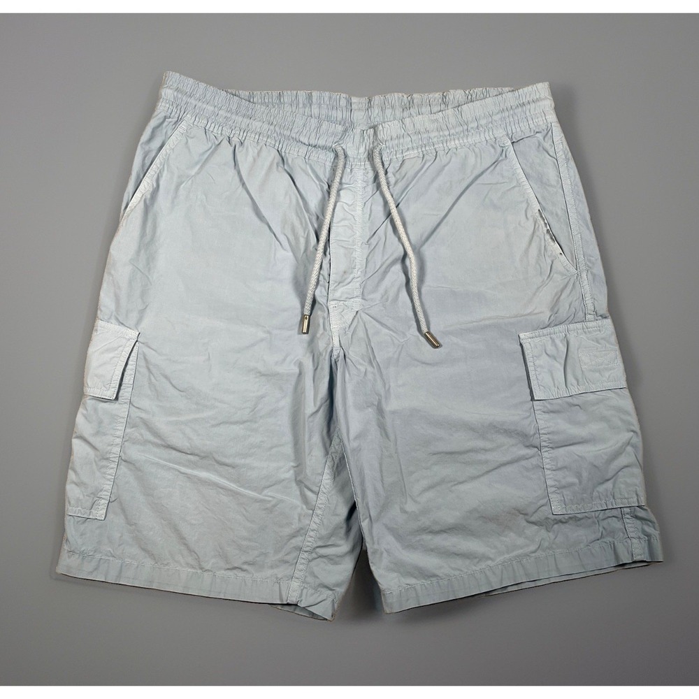 Vilebrequin Mens XL Cargo Shorts Light Blue Cotton Drawstring Aglets 10" Inseam